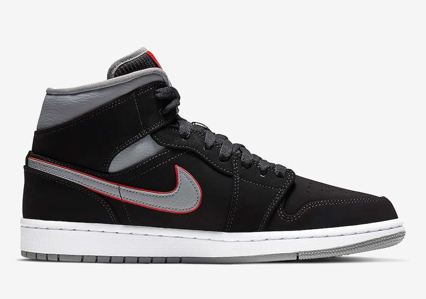 Air Jordan 1 Mid Black Grey Red 554724-060?????:registered:?????